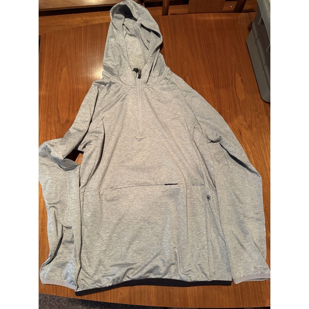 Gaiam Activewear Quarter Zip Hoodie Long Sleeve Heather Gray Athletic Men Large